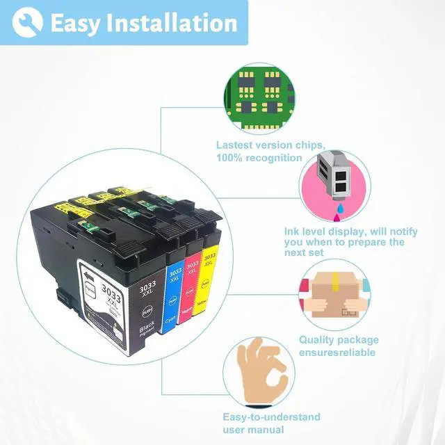 Alt view image 5 of 7 - Ink Cartridge for Brother LC3033XXLBK LC3033XXLC LC3033XXLM LC3033XXLY Ink Cartridge Combo,High Yield Compatible for Brother J995DW J995DW Printer Combo Pack