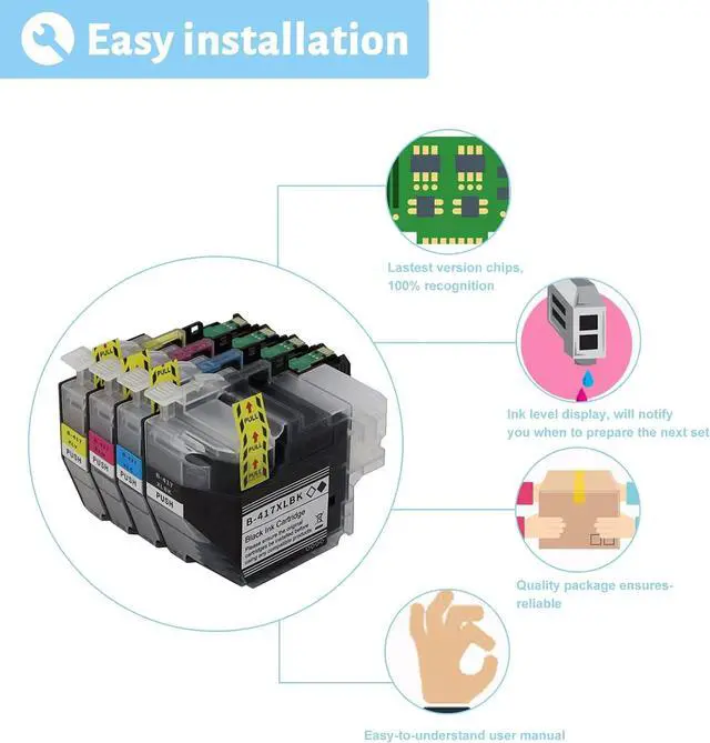 Alt view image 5 of 7 - Ink Cartridge for Brother LC417XL High Yield,CompatibleJ7010CDW J5800CDW J7500CDW J7600CDW Printer Page Yield Up to 6000 Pages Black,5000 Pages Color Combo Pack