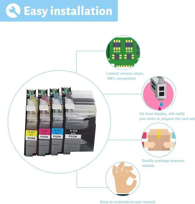 Alt view image 5 of 7 - Ink Cartridge for Brother LC426XLBK LC426XLC LC426XLM LC426XLY High Yield,6000 Pages Black,5000 Pages Color Compatible J4335DW J4340DW J4535DW J4540DW Printer Cyan