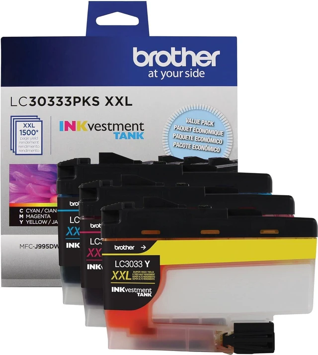 Alt view image 2 of 7 - Brother Genuine LC30333PKS Super High-Yield Colour Ink Cartridge Value Pack, Original Ink Replacement cartridges, Cyan/Magenta/Yellow, Ink for Brother Inkjet Printers MFC-J995DW and MFC-J995DWXL