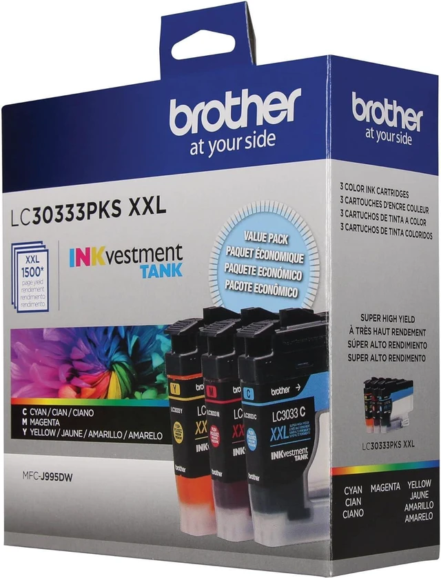 Alt view image 3 of 7 - Brother Genuine LC30333PKS Super High-Yield Colour Ink Cartridge Value Pack, Original Ink Replacement cartridges, Cyan/Magenta/Yellow, Ink for Brother Inkjet Printers MFC-J995DW and MFC-J995DWXL