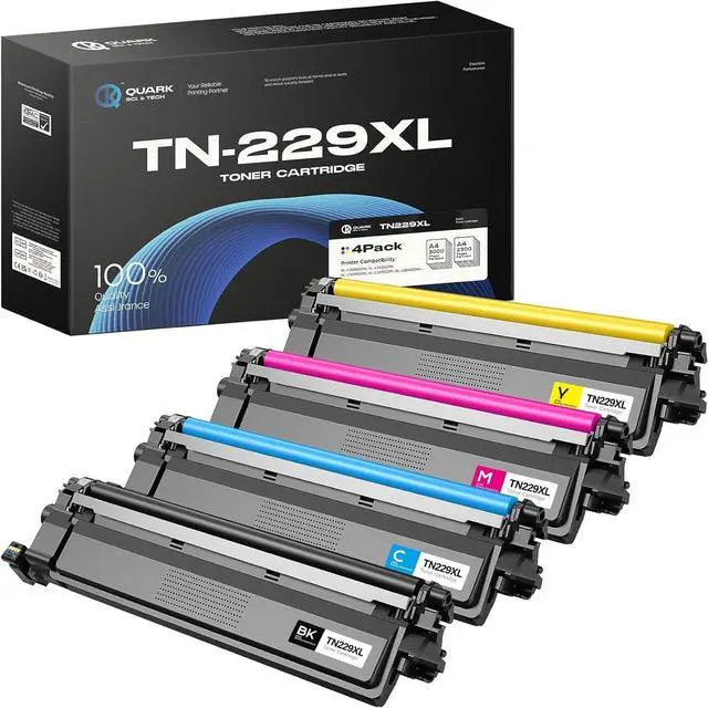 Main image of Quark TN229XL TN229 Toner Cartridges (with Chip) High Yield Compatible with TN-229 TN-229XL TN-229XXL for MFC-L3780CDW HL-L3280CDW HL-L3220CDW MFC-L3720CDW HL-L3295CDW Printers (4 Pack,B/C/M/Y)