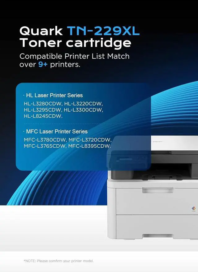 Alt view image 2 of 7 - Quark TN229XL TN229 Toner Cartridges (with Chip) High Yield Compatible with TN-229 TN-229XL TN-229XXL for MFC-L3780CDW HL-L3280CDW HL-L3220CDW MFC-L3720CDW HL-L3295CDW Printers (4 Pack,B/C/M/Y)