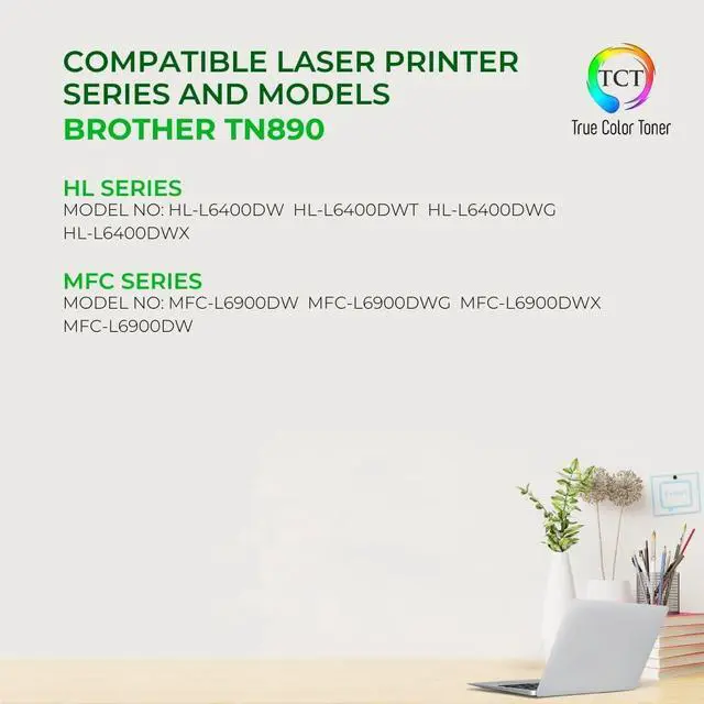 Alt view image 2 of 6 - TCT TN890 Toner Cartridge 4 Pack - Compatible Replacement for Brother TN-890 Black Ultra High Yield Works with Brother HL-L6400DW L6400DWT L6250DW MFC-L6900DW L6750DW Printers (15,000 Pages)