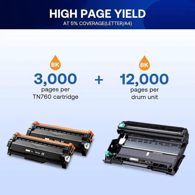 Alt view image 3 of 7 - Ennovor TN760 Toner Cartridge and DR730 Drum Unit Replacement for Brother TN 760 TN-760 TN730 DR-730 to use with MFC-L2710DW MFC-L2750DW HL-L2370DW DCP-L2550DW Printer (2 Toners, 1 Drum Unit, 3 Pack)