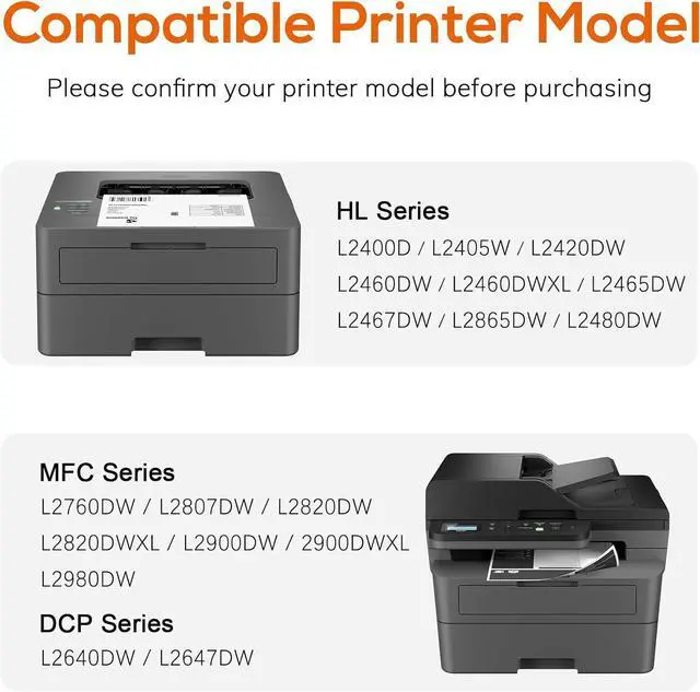 Alt view image 2 of 6 - Compatible TN830XL TN830 Toner Replacement for Brother TN830XL TN830/XL/V Toner Work with HL-L2460DW HL-L2405W HL-L2400D HL-L2480DW MFC-L2820DW XL MFC-L2900DW DCP-L2640DW Printer (4 Black)