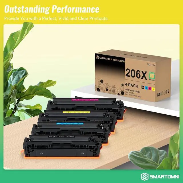Alt view image 5 of 6 - 206X 206A High Yield Toner Cartridges 4 Pack (with Chip) Works with HP Color Pro MFP M283fdw M283cdw, Pro M255dw M255nw, MFP M282nw M283 M282 M255 Printer | W2110X W2111X W2112X W2113X 206A W2110A