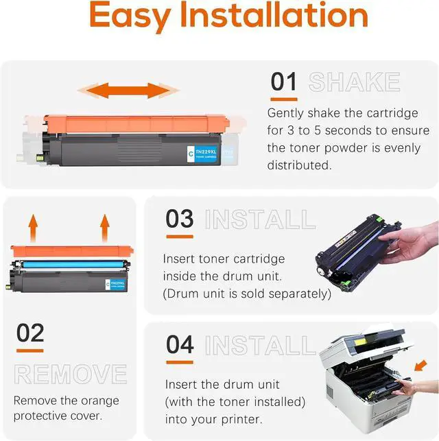 Alt view image 7 of 7 - Ennovor TN229XL TN229 Toner Cartridge High Yield Replacement for Brother TN229 TN229XL Toner Compatible with Brother MFC-L3780CDW MFC-L3720CDW HL-L3280CDW HL-L3220CDW HL-L3300CDW HL-L3295CDW Printer