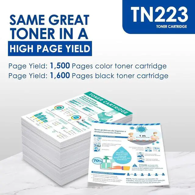 Alt view image 3 of 7 - Ennovor 4 Pack TN-223 TN223 TN227 TN-227BK/C/M/Y Toner Replacement for Brother TN-223BK/C/M/Y Toner Cartridge for TN223BK, TN223C, TN223M, TN223Y Toner Cartridge Set, TN2234PK