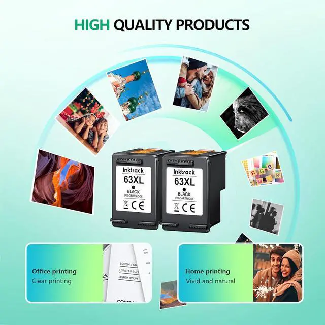 Alt view image 4 of 7 - 63XL Black Ink Cartridge (2-Black) Replacement for HP Ink 63 63XL HP63 XL Combo Pack Works with HP DeskJet 1112, 2130, 3630 Series; Envy 4510, 4520 Series; OfficeJet 3830, 4650, 5200 Series | F6U64AN