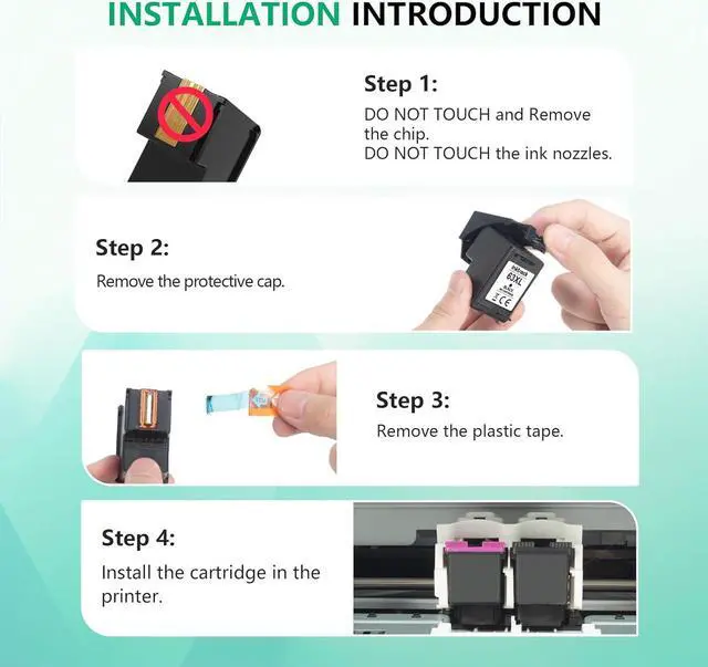 Alt view image 7 of 7 - 63XL Black Ink Cartridge (2-Black) Replacement for HP Ink 63 63XL HP63 XL Combo Pack Works with HP DeskJet 1112, 2130, 3630 Series; Envy 4510, 4520 Series; OfficeJet 3830, 4650, 5200 Series | F6U64AN