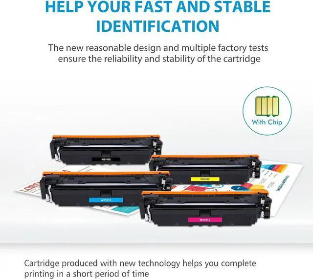 Alt view image 6 of 6 - 210X Toner Cartridge High Yield 4 Pack | with Chip 4301fdn 4301fdw Replacement for HP 210X 210A W2100X W2100A for Color Laserjet Pro 4201dn 4201dw Pro MFP 4301fdn 4301fdw Printer Ink