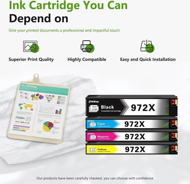 Alt view image 7 of 7 - Ennovor 972X Ink Cartridges High Yield Set (4-Pack, Black/Cyan/Magenta/Yellow) -Compatible 972 972X Ink Cartridge Replacement for HP Pagewide MFP P57750DW Pro 452dn 452dw 552dw 477dw 577dw Printer