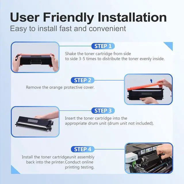 Alt view image 7 of 7 - Ennovor TN433BK, TN433C, TN433Y, TN433M 4-Color High Yield Toner Cartridge Set, Replacement for Brother TN-433 TN433 HL-L8260CDW HL-L8360CDW MFC-L8610CDW HL-L9310CDW Printer Toner