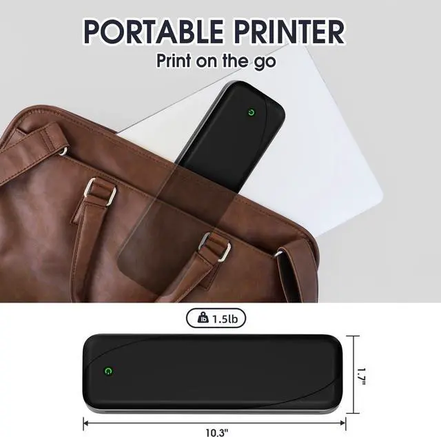 Alt view image 5 of 7 - Bluetooth Portable Printer, 300dpi Thermal Travel Printer for Home, Photo, Invoice, Study, Monochrome Inkless Printing Machines with 1 Rolls of Thermal Paper, Black