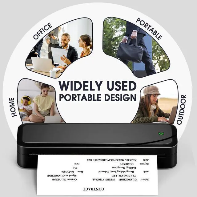 Alt view image 6 of 7 - Bluetooth Portable Printer, 300dpi Thermal Travel Printer for Home, Photo, Invoice, Study, Monochrome Inkless Printing Machines with 1 Rolls of Thermal Paper, Black