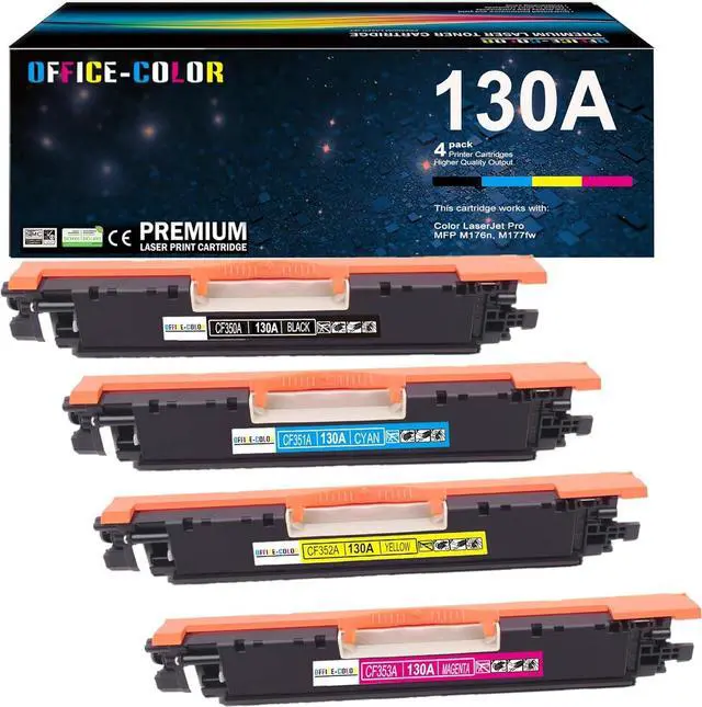 Main image of Ennovor OFFICE-COLOR Replacement for HP 130A Toner Cartridges Set Works with HP Color Laserjet pro MFP M177fw,M176n Printer Ink (Black,Cyan, Magenta, Yellow 4 Pack)