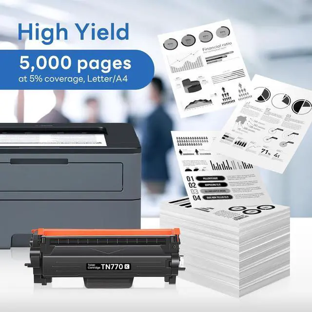 Alt view image 3 of 6 - Ennovor TN770 TN-770 TN 770 Toner Cartridge Compatible TN770 TN-770 Super High Yield Black Toner Replacement for Brother TN 770 TN-770 MFC-L2750DW HL-L2370DW HL-L2395DW Printer Toner (2-Pack).