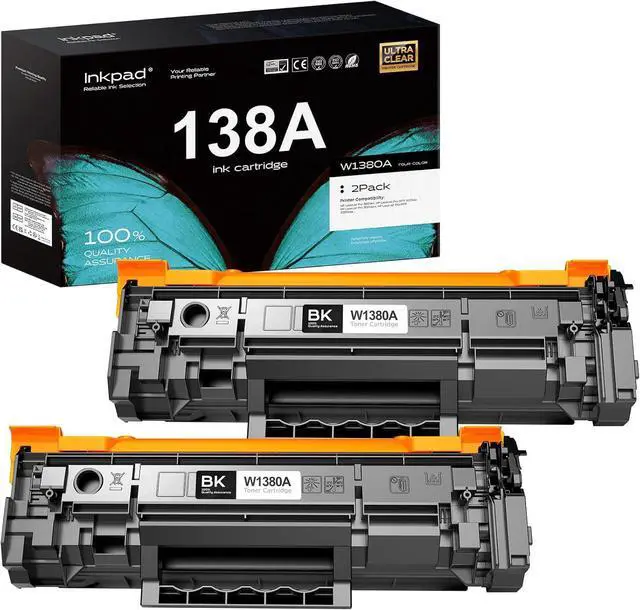 Main image of Ennovor 138A 138X Toner Cartridge Black [with Chip] (2 Pack) Compatible with HP 138A 138X W1380A W1380X High Yield Toner Cartridges for HP Laserjet Pro MFP 3001dw 3101fdw Printer