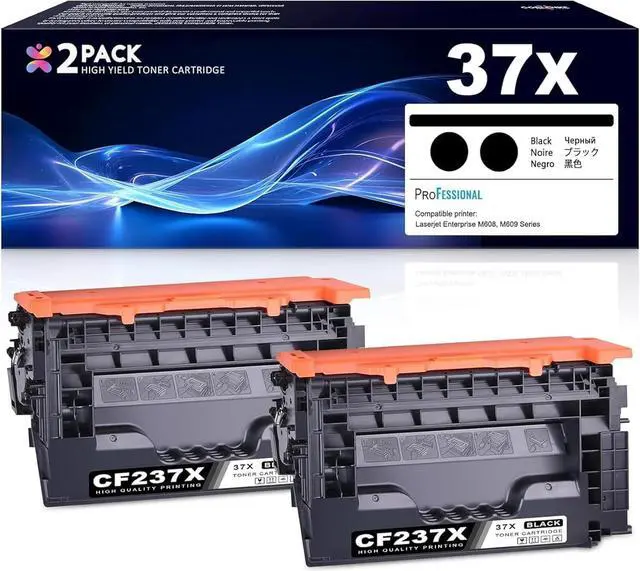 Main image of 37X High-Yield Toner Cartridge 2-Pack (New Chip) Replacement for HP 37X Black Toner Cartridge, Cf237X 37Y Works with Laser Enterprise M608 M609 Series; Enterprise MFP M631 M632 M633 Series Printer