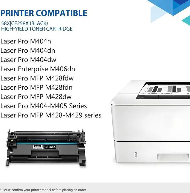 Alt view image 2 of 7 - Ennovor High Yield 58X CF258X Toner Cartridge Black Replacement for HP 58X CF258X 58A CF258A Laser Enterprise M406dn, Laser Pro M404 Series, Pro MFP M428 Series Printer 2 Pack (with Chip)