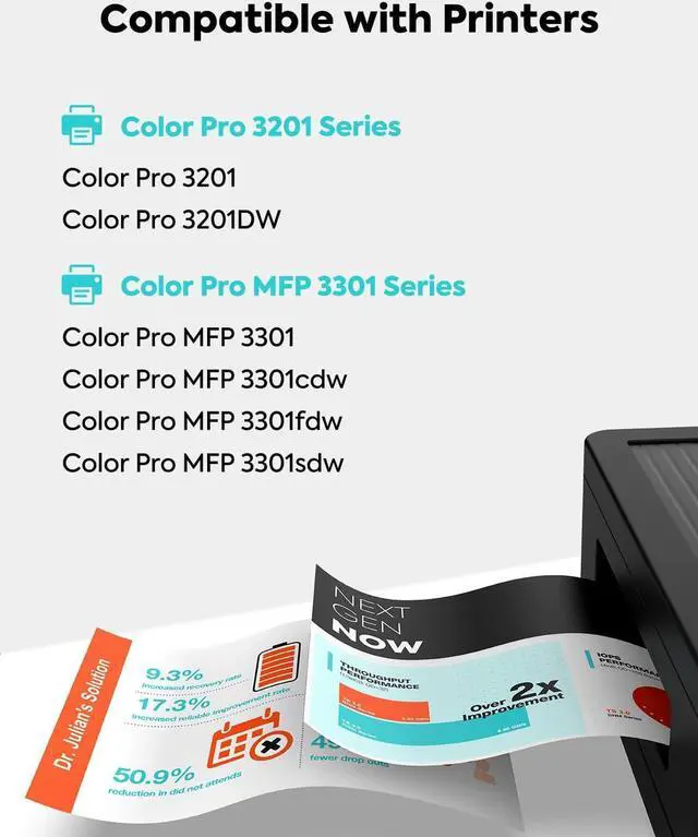 Alt view image 2 of 7 - Ennovor 218A Toner Cartridges 4 Pack (NO CHIP) Compatible Replacement for HP 218A 218X W2180A W2181A W2182A W2183A Works with HP Color Pro 3201 MFP 3301 Series 3201dw MFP 3301fdw 3301sdw Printer
