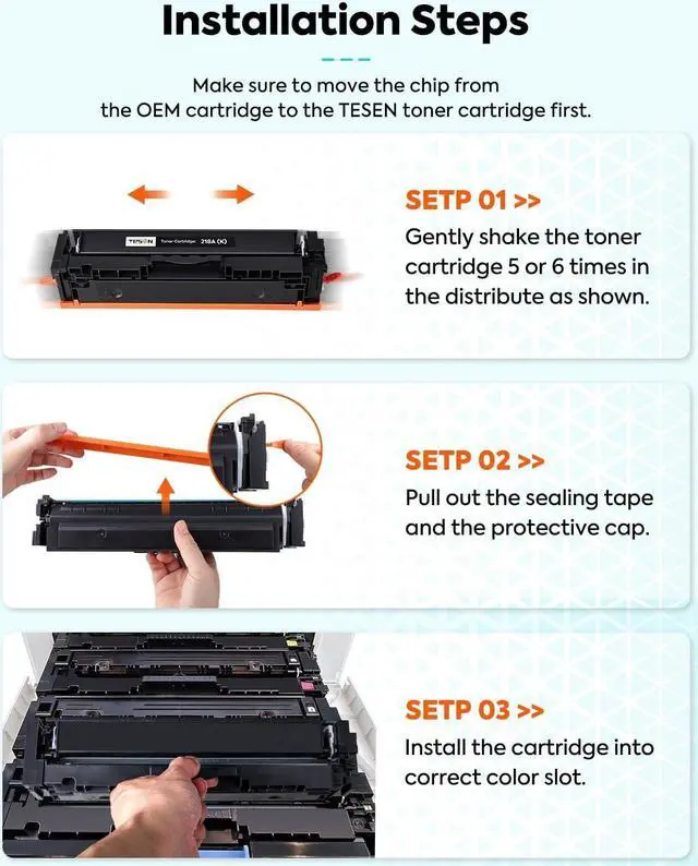 Alt view image 5 of 7 - Ennovor 218A Toner Cartridges 4 Pack (NO CHIP) Compatible Replacement for HP 218A 218X W2180A W2181A W2182A W2183A Works with HP Color Pro 3201 MFP 3301 Series 3201dw MFP 3301fdw 3301sdw Printer