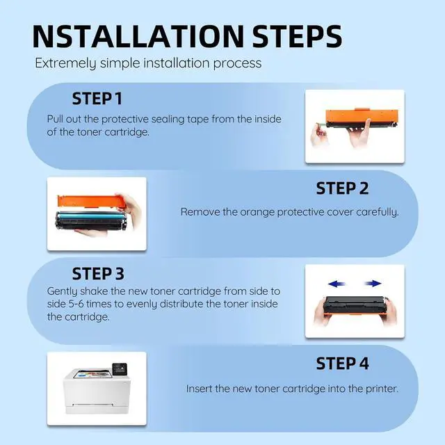 Alt view image 4 of 7 - 206A Toner Cartridges 4 Pack (with Chip) Replacement for HP 206A Toner Works with Color Laserjet Pro MFP M283fdw M283cdw M255dw, Pro MFP M282 M283 Series Printer | W2110A
