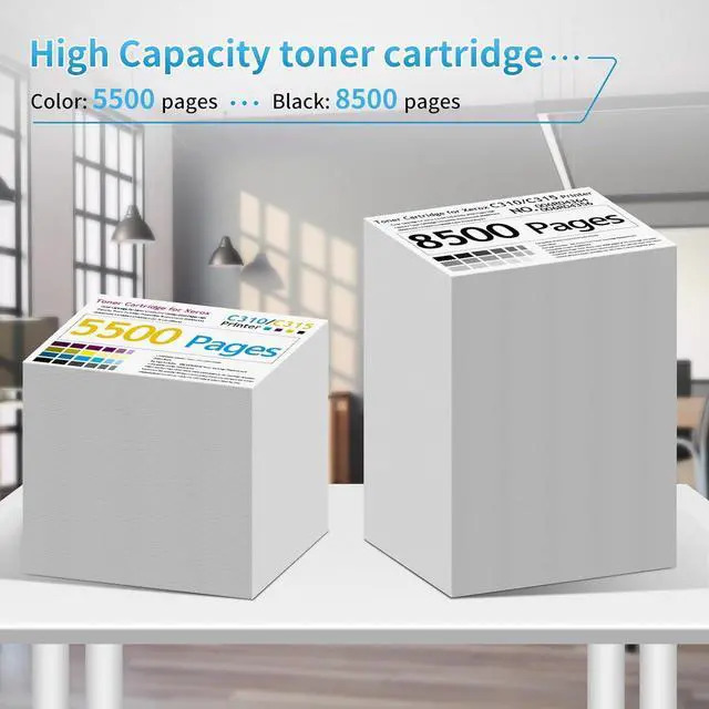 Alt view image 3 of 7 - 4-Pack for Xerox C310 C315 Toner Cartridge, 5,500~8,500 Pages High Capacity Ink Cartridge Set Replacement 006R004356 006R004357 006R004358 006R004359 for Xerox C315DNI/DNIM Multifunction Color Printer