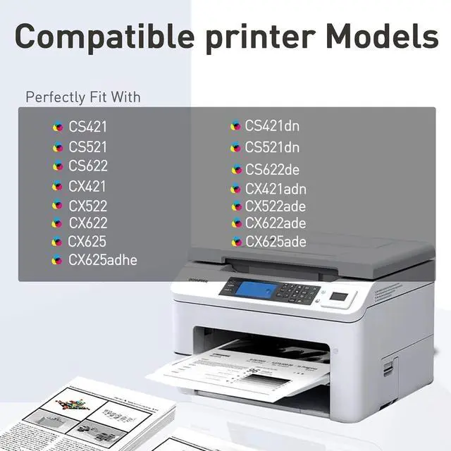 Alt view image 2 of 5 - Ennovor Compatible Toner Cartridge for Lexmark 78C10K0 78C10C0 78C10M0 78C10Y0 78C10 for CS421 CS421dn CS521dn CS622 CS622de CX421 CX522 CX522ade CX622 CX622ade CX625 CX625ade Printer (4-Pack)