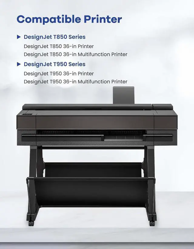 Alt view image 2 of 6 - 738 Ink Cartridge 300ml 4-Pack (Black Cyan Magenta Yellow) 498N8A 676M6A 676M7A 676M8A Replacement for HP 738 Ink Cartridge for DesignJet T850 T950 Printer Ink