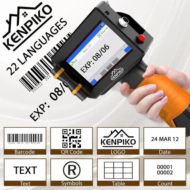 Alt view image 4 of 6 - Handheld Inkjet Printer,2024 Upgraded Handheld Printer Gun with 42ml Quick-Drying Ink Cartridge, Printing Height Up to 0.5 Inch Imprint Machine with 4.3 Inch Touch Screen for Barcode, Logo