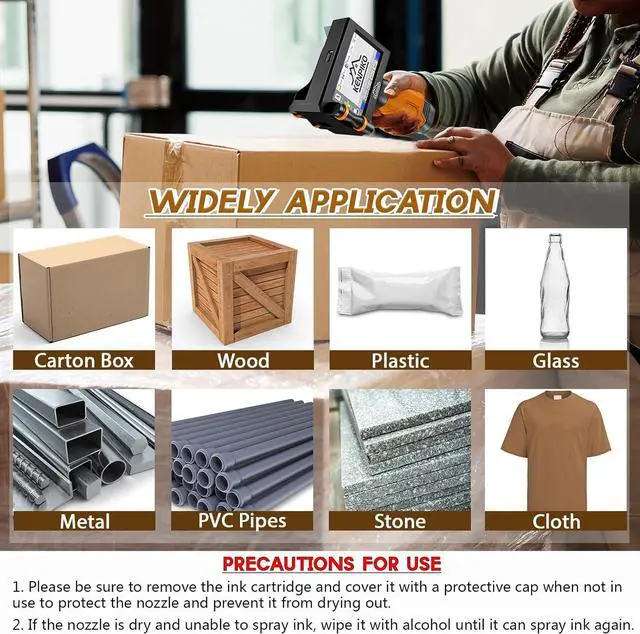 Alt view image 6 of 6 - Handheld Inkjet Printer,2024 Upgraded Handheld Printer Gun with 42ml Quick-Drying Ink Cartridge, Printing Height Up to 0.5 Inch Imprint Machine with 4.3 Inch Touch Screen for Barcode, Logo