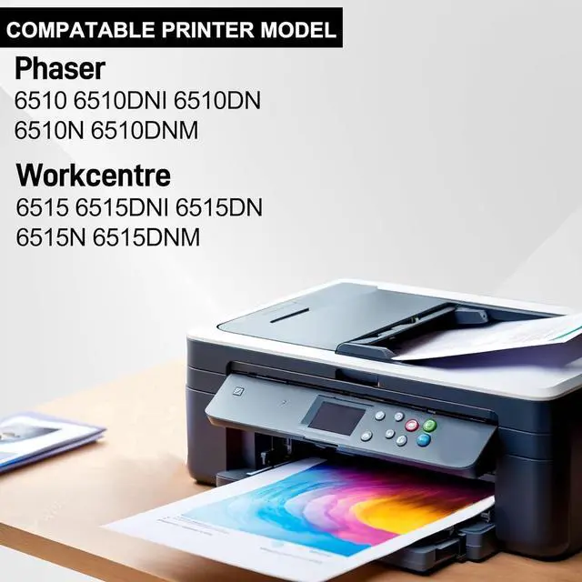 Alt view image 2 of 6 - Workcenter 6515 Phaser 6510 Extra High Toner Cartridge (4-Pack,Black/Cyan/Magenta/Yellow), 106R03490 106R03491 106R03492 106R03480 Toner Replacement for Xerox WorkCentre 6515 Phaser 6510 Printer