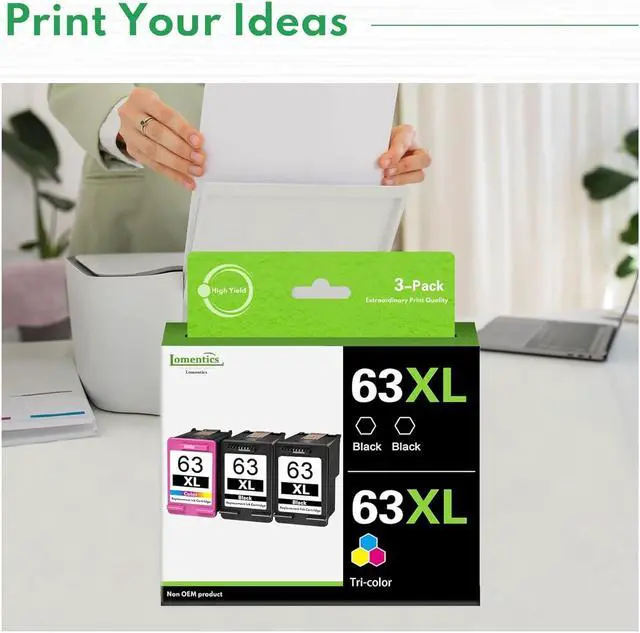 Alt view image 7 of 7 - 63XL Ink Cartridge Combo Pack (3 Pack, 2Black/1Tricolor) Compatible Ink Cartridges Replacement for HP 63 63XL Ink Cartridges for Envy 4520 4512 4655 Officejet 3830 4650 Deskjet 3630 1110 Printer