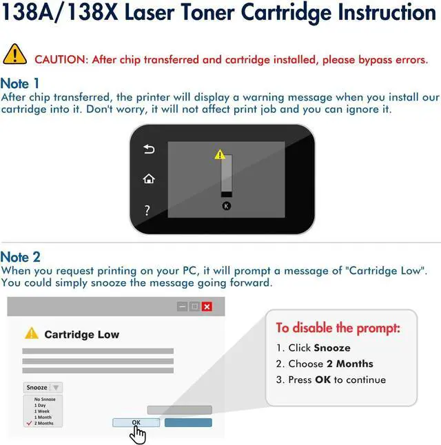 Alt view image 5 of 6 - Ennovor 138X Black Laserjet Toner Cartridge High Yield Compatible Replacement for HP 138X 138A Black Laserjet Toner Cartridge W1380X W1380A for Pro 3001dw 3001fdw MFP 3101fdw Series Printer Ink 2-Pack