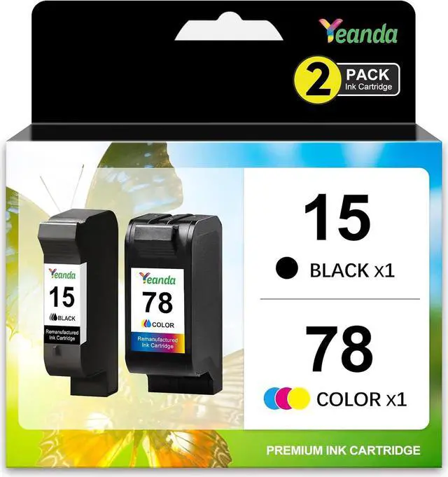 Main image of Ennovor 15 78 Ink Cartridge Combo Pack Replacement for HP Ink 15 Black 78 Color Cartridge High-Yield C6615DN C6578AN C6578DN for HP Deskjet 812c PSC 750 Officejet V40 G85 Ink(2 Pack)