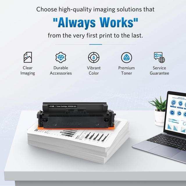 Alt view image 6 of 6 - 414A W2020A Toner Cartridge 4 pack (with Chip) Compatible Replacement for HP 414A 414X Pro M454dw M454dn MFP M479fdw M479fdn M479dw Enterprise M455dn MFP M480f M479 Printer W2020A W2021A W2022A W2023A