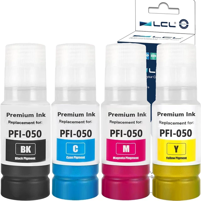 Main image of LCL Compatible Pigment Ink Cartridge Replacement for Canon PFI-050 PFI-050BK PFI-050C PFI-050M PFI-050Y ImagePrograf TC-20 (4-Pack KCMY)