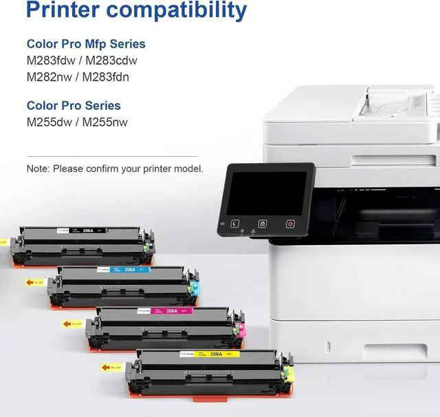 Alt view image 2 of 7 - Ennovor Compatible 206A Toner Cartridges Replacement for 206A 206X W2110A W2110X Toner Cartridge HP Set for HP Color Pro MFP M283fdw M283cdw Pro M255dw M283 M255 Printer (4 Pack,with Chip)