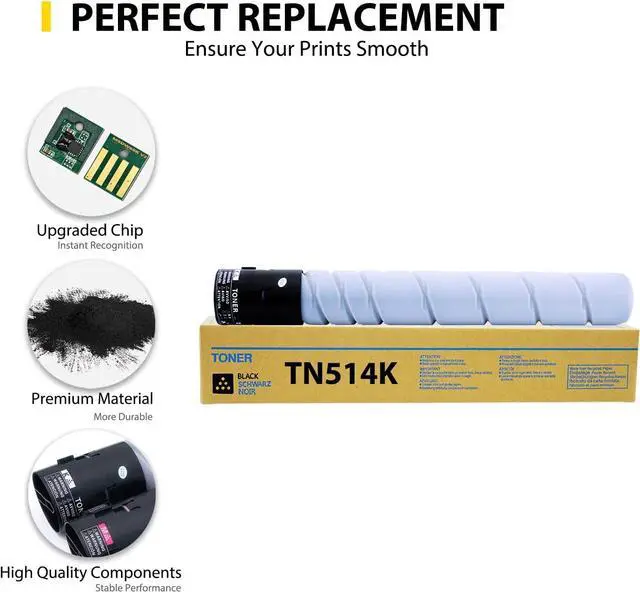 Alt view image 5 of 6 - Ennovor Compatible TN514 TN514K TN-514 TN324 TN326 TN512 TN513 TN515 TN516 A9E8130 Toner Cartridge Compatible for Konica Minolta Bizhub C458 C558 C658 (28,000 Pages, Black, 2 Pack )