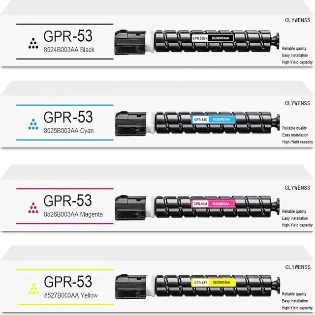 Main image of GPR53 GPR-53 Toner Cartridge Replacement for Canon GPR-53 GPR53 High Capacity for ImageRunner Advance iR-ADV C3020 C3320 C3320F C3320L C3325 C3330 C3520 C3520i C35 Printer (B/C/Y/M, 4-Pack)