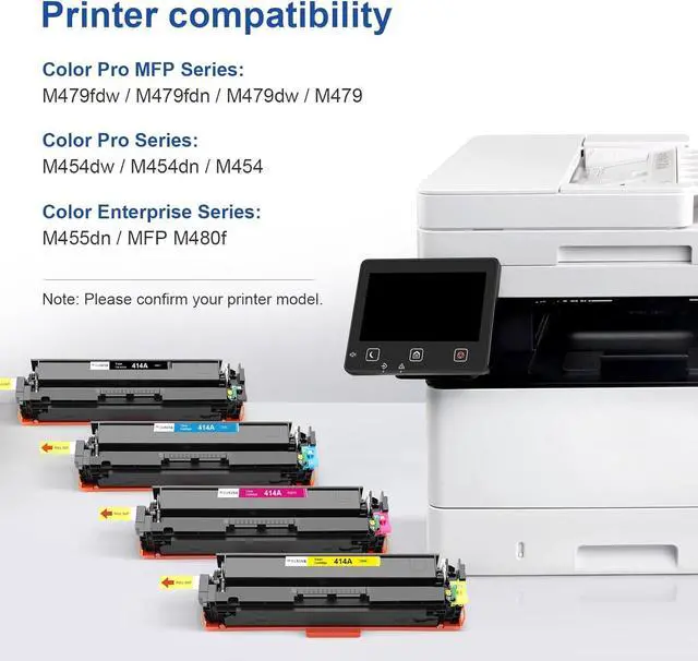 Alt view image 2 of 7 - Ennovor Compatible 414A Toner Cartridges 4 Pack (with Chip) Replacement for 414A 414X W2020A W2020X Work for HP Color Pro MFP M479fdw M479fdn M454dw M454dn M479 M454 Printer(4 Pack)
