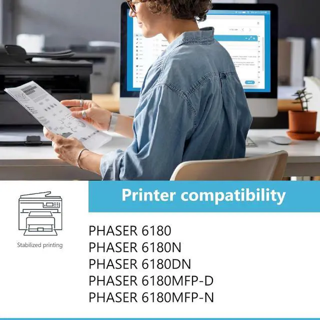 Alt view image 2 of 6 - Phaser 6180 / 6180 MFP Cyan Toner Cartridge 1 Pack (2,200 Pages) - Compatible 113R00719 Toner Cartridge Replacement for Xerox Phaser 6180 6180N 6180DN 6180MFP-D 6180MFP-N Printer