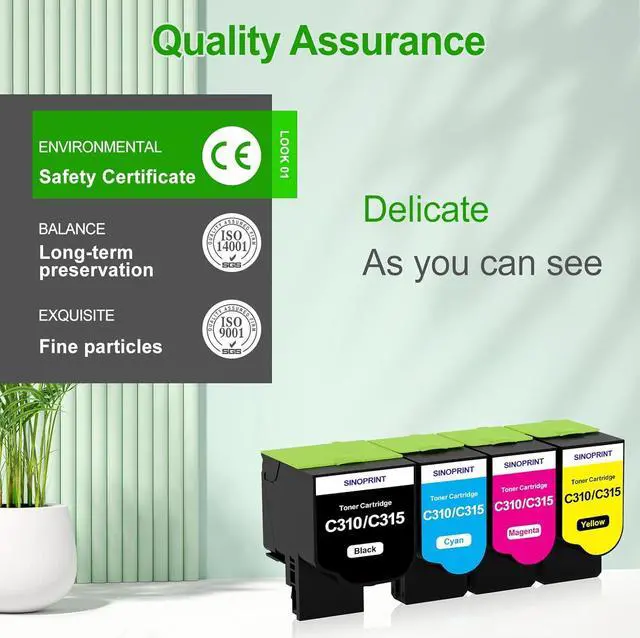 Alt view image 4 of 7 - Ennovor Remanufactured Toner Cartridge Replacement Compatible for Xerox C310 C310DNI C310DNIM C315 C315DNI Printer Ink(006R04356 006R04357 006R04358 006R04359-4Packs)