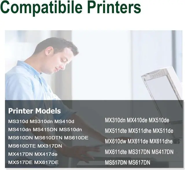 Alt view image 2 of 4 - 50F0Z00 Imaging Unit-Compatible for Lexmark 50F0Z00 500Z for Lexmark MS310d, MS310dn, MS410dn,MX310dn, MS415dn, MX417de, MX410de, MS510dn Printer