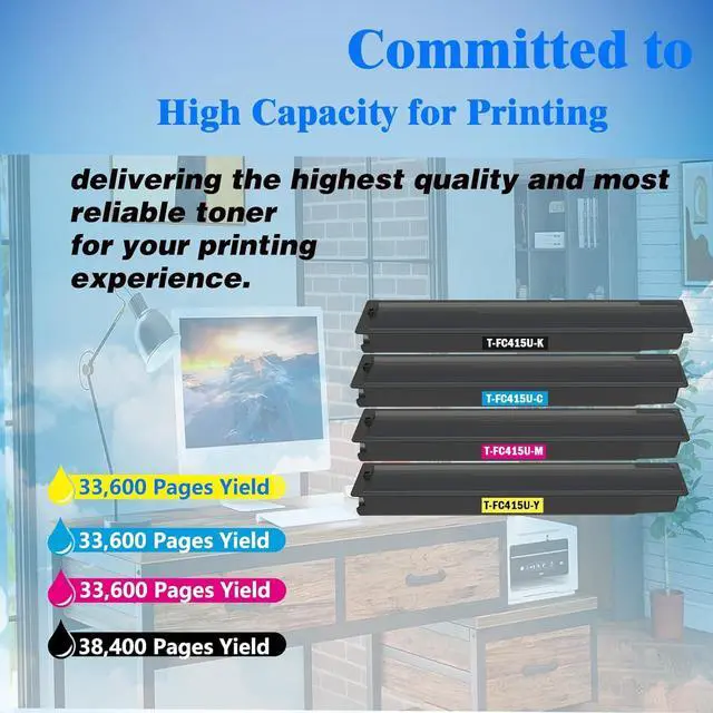 Alt view image 3 of 5 - Ennovor 4515AC T-FC415U Toner Cartridge Compatible with T0SHIBA T-FC415U-K T-FC415U-C T-FC415U-M T-FC415U-Y use for T0SHIBA E-Studio 2515AC 3015AC 3515AC 4515AC 5015AC Printer.