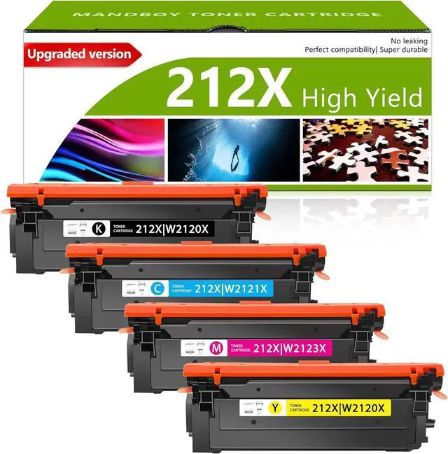 Main image of Ennovor 212X Toner Cartridge (with Chip) 4 Pack 212X High Yield Ink Cartridge Replacement for HP 212X W2120X Color Enterprise M554dn M555dn M555x Color Enterprise Flow MFP M578c M578z Printers