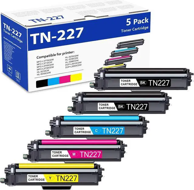 Main image of Ennovor TN227 BK/C/M/Y High Yield Toner Cartridge Replacement for Brother TN-227 TN223BK/C/M/Y Toner MFC-L3770CDW HL-L3270CDW HL-L3290CDW Printer (TN227 2BK/C/M/Y,5 Pack)