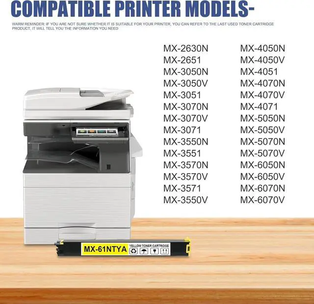 Alt view image 2 of 6 - Ennovor MX-61NTYA Yellow High Yield Toner Cartridge (1 Pack) - ALUMK Compatible MX-61NT Toner Replacement for Sharp MX-2651 MX-3051 MX-3071 MX-3551 MX-3571 MX-4051 MX-4071 Printer
